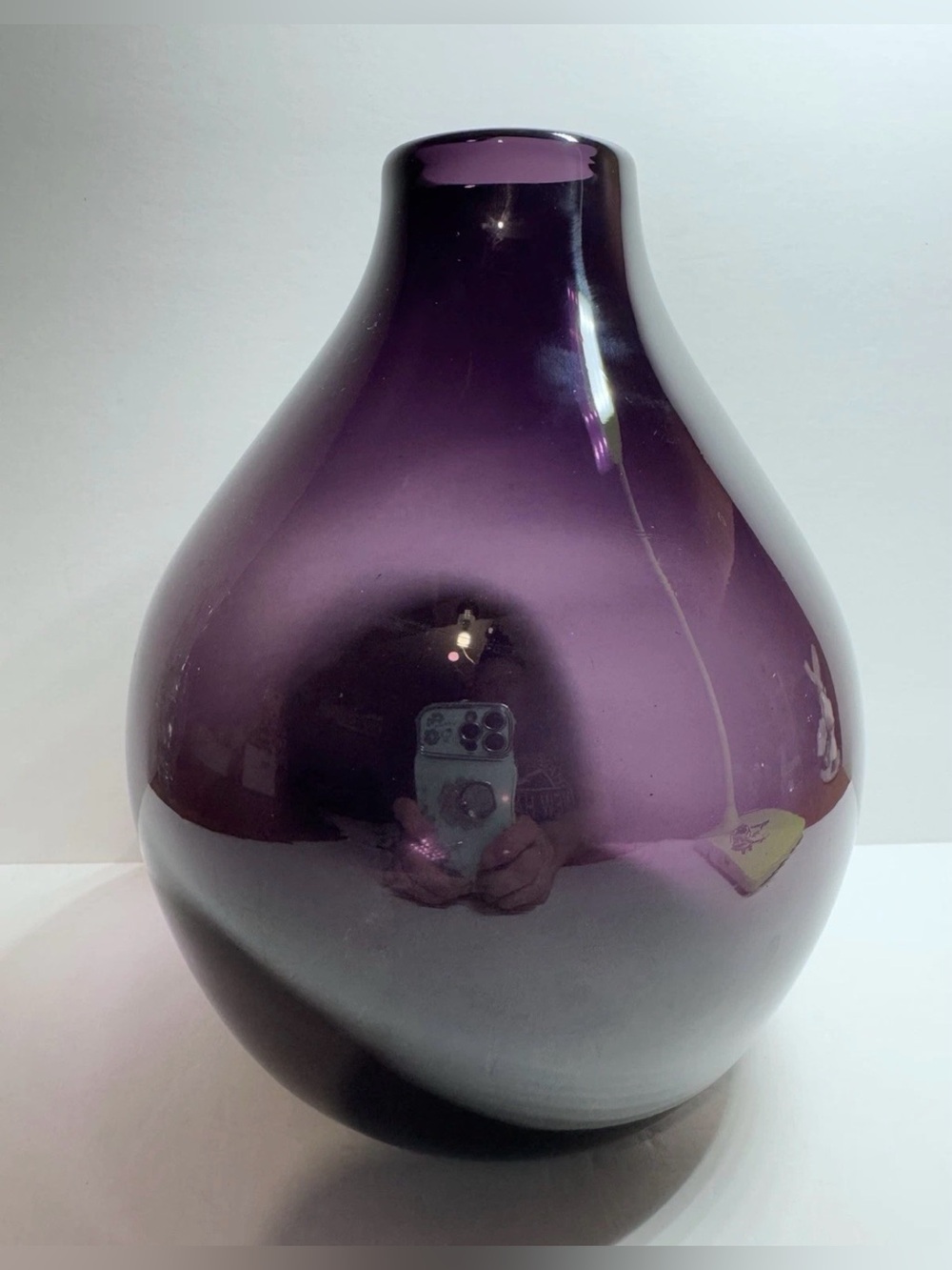 Amethyst Mid Century Modern Murano Glass Vase 7.5” Tall